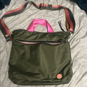 Steve Madden Green and Pink Shoulder Bag with Adjustable Strap